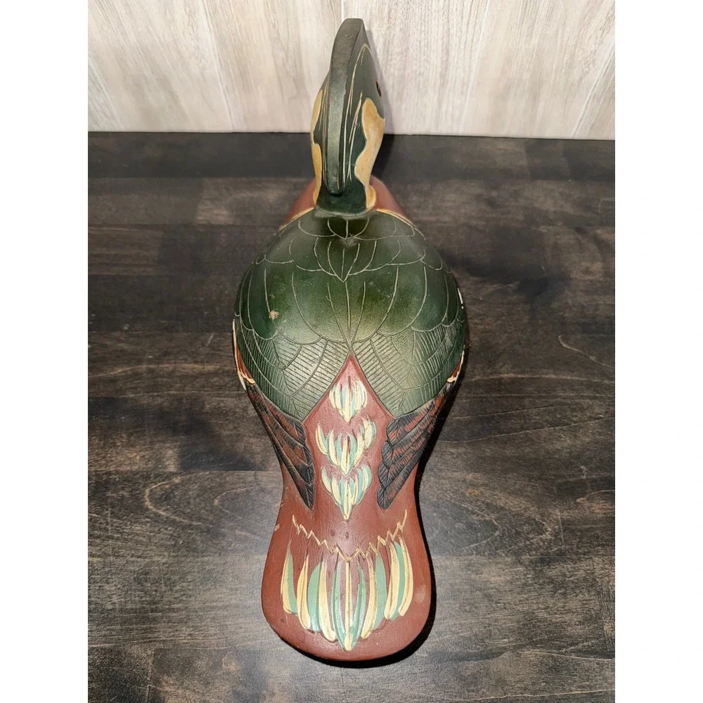 Vintage Hand Painted Wooden Wood Duck Decoy Decorative Folk‎ Art Figurine